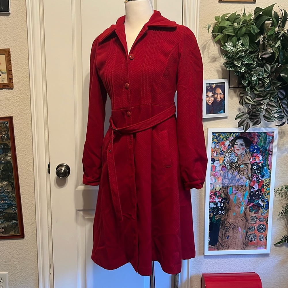 Forever 21 Red Wool Blend Trench Coat sz S